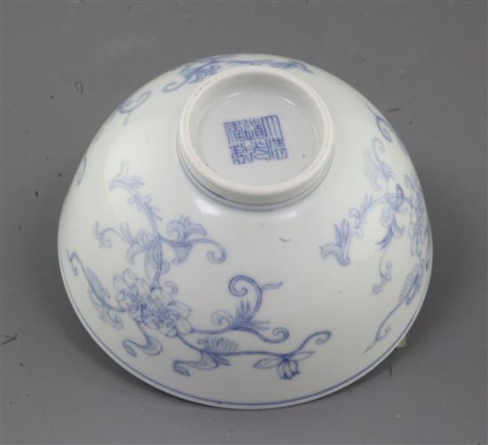 A Chinese blue and white bowl, Daoguang six character seal mark and of the period (1821-50), diameter 12.3cm